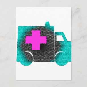 cross blue ambulance nurse emt doctor medical postcard