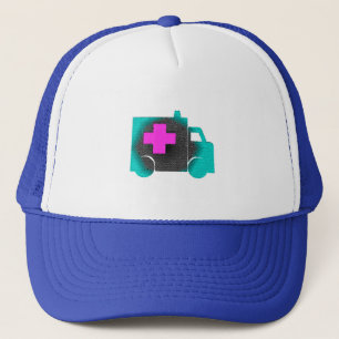 cross blue ambulance nurse emt doctor medical trucker hat