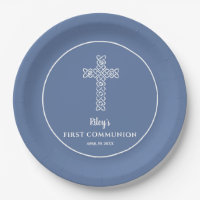 Cross | Blue Gray Communion Baptism Christening