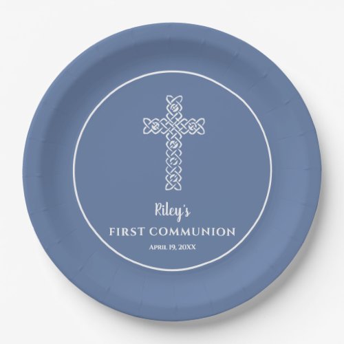 Cross | Blue Gray Communion Baptism Christening