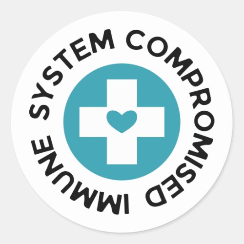 Cross Blue Heart Compromised Immune System Classic Round Sticker