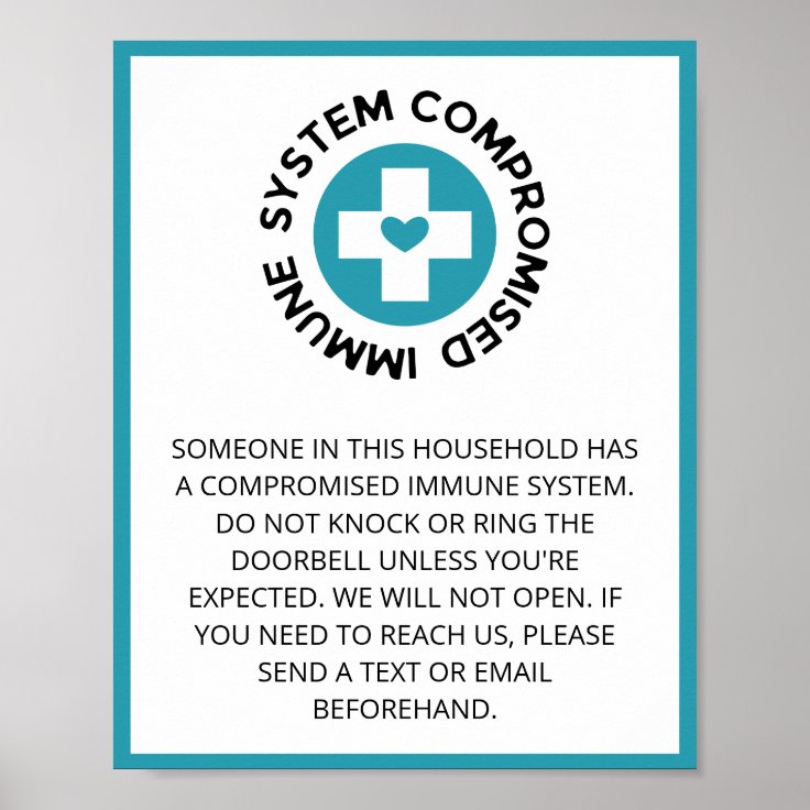 Cross Blue Heart Compromised Immune System Poster | Zazzle