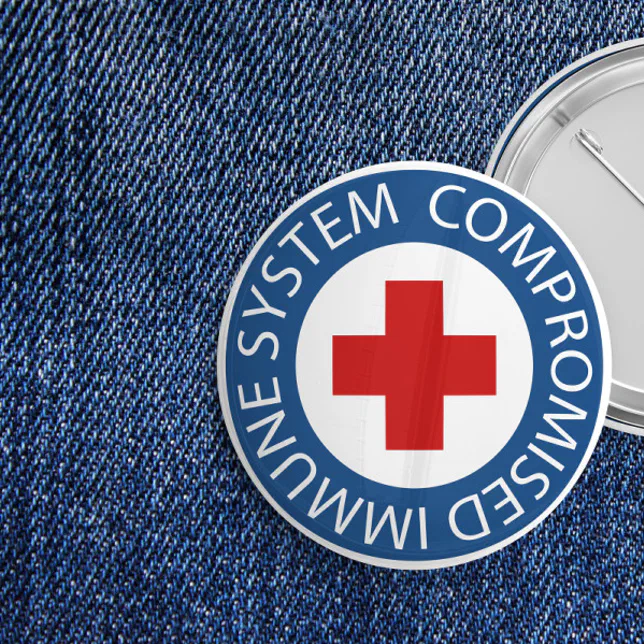 Cross Blue Red Compromised Immune System Button | Zazzle