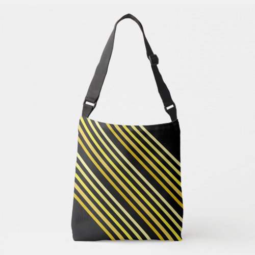 Cross Body Bag _ Shades of Yellow Diagonal Stripes
