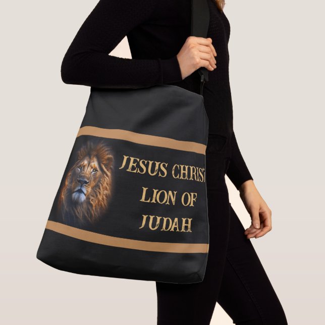 Cross Body Tote Bag Jesus Christ Lion Of Judah (Close Up)