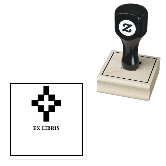 Cross bookplate rubber stamp (Stamped)