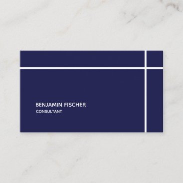 Cross Bordered Navy Simple Modern Minimal Business Card