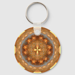 Cross bright round ornament keychain