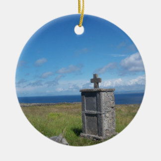 Cross by the sea ceramic ornament