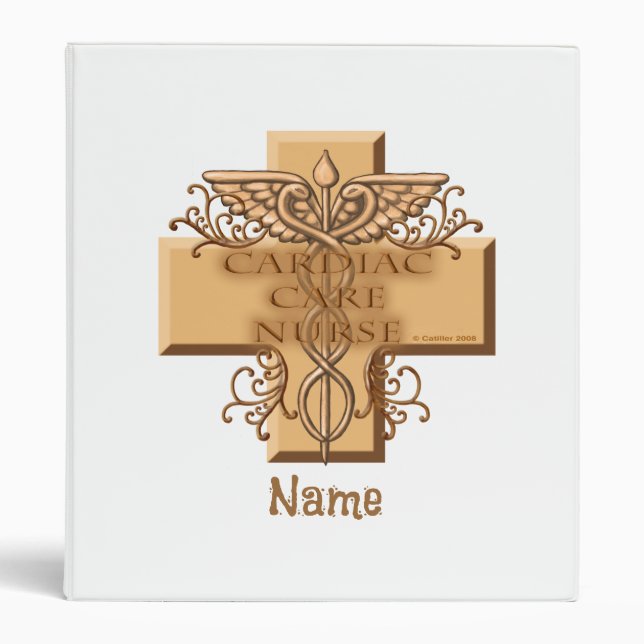 Cross Caduceus Cardiac Care Nurse 3 Ring Binder (Front)