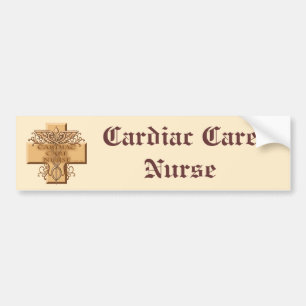 Cross Caduceus Cardiac Care Nurse Bumper Sticker