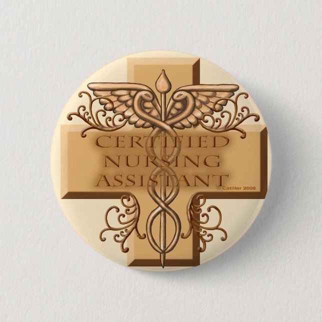 Cross Caduceus CNA Nurse Button (Front)