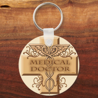 Cross caduceus doctor  keychain