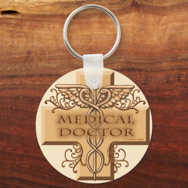 Cross caduceus doctor  keychain (Front)