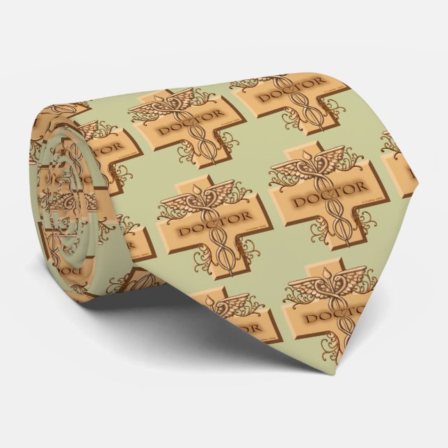 Cross caduceus doctor  neck tie (Rolled)