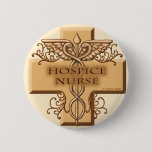 Cross Caduceus Hospice Nurse Button