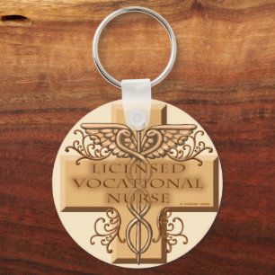 Cross Caduceus LVN Nurse Keychain