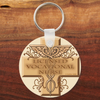 Cross Caduceus LVN Nurse Keychain