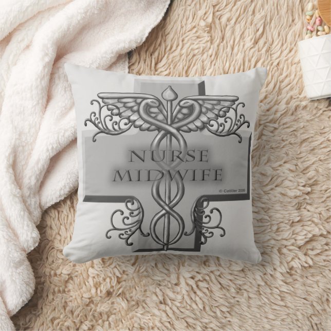 Cross Caduceus Nurse Midwife Throw Pillow (Blanket)