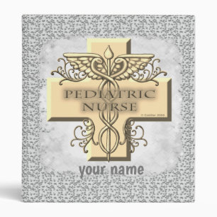 Cross Caduceus Pediatric nurse  3 Ring Binder