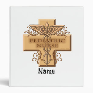 Cross Caduceus Pediatric nurse 3 Ring Binder