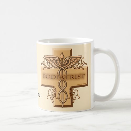 Cross Caduceus Podiatrist Doctor custom name mug