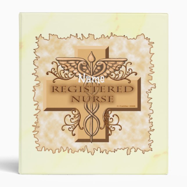 Cross Caduceus RN Nurse 3 Ring Binder (Front)