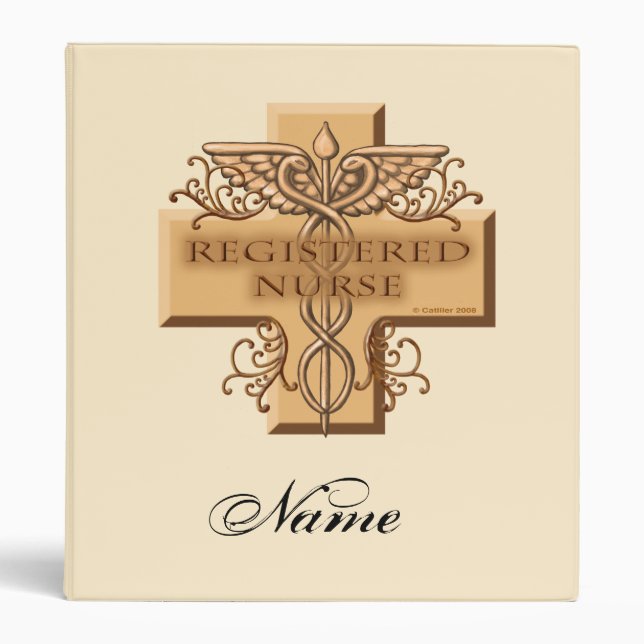 Cross Caduceus RN Nurse Binder (Front)