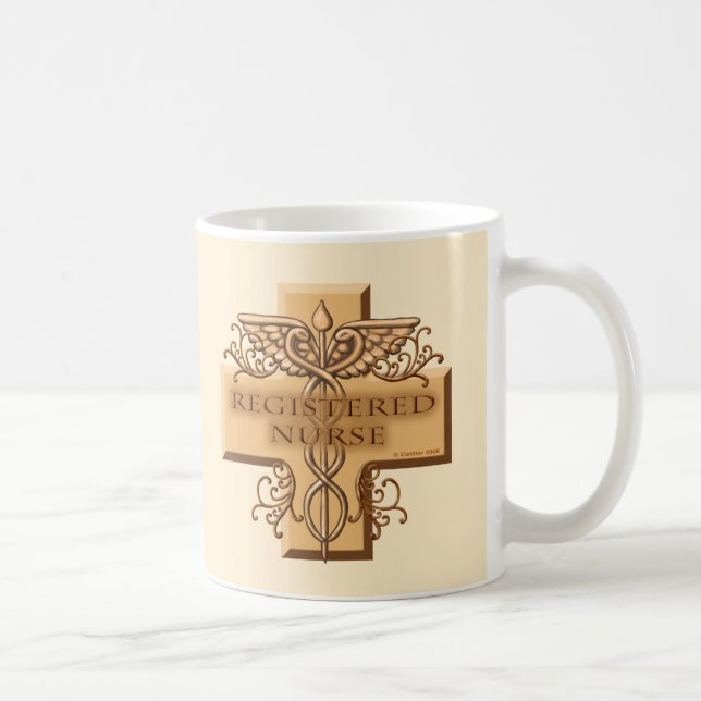 Cross Caduceus RN Nurse Coffee Mug (Right)