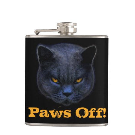 Cross Cat Says Paws Off! Hip Flask