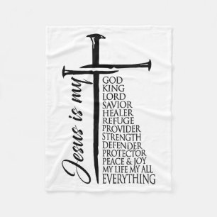 Cross Christian Christ Jesus Is My God King Lord A Fleece Blanket