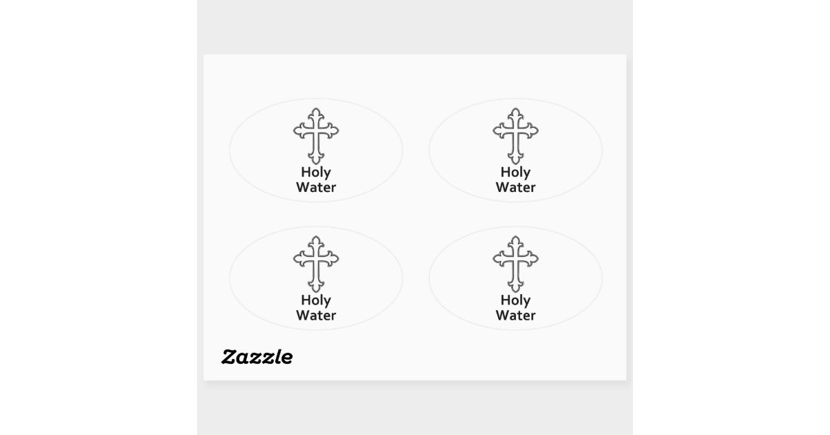Church Water Sticker Examples Cross Christian Church Holy Water Oval Sticker | Zazzle
