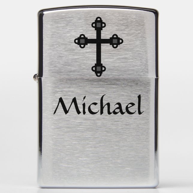 Cross Christian Gift Add Name Zippo Lighter (Front)