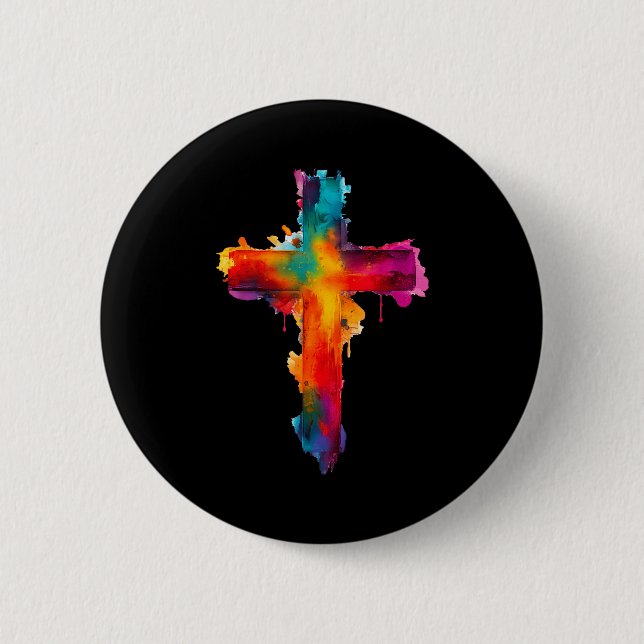 Cross Christian Religious Believe Blessed Faith Gr Button (Front)