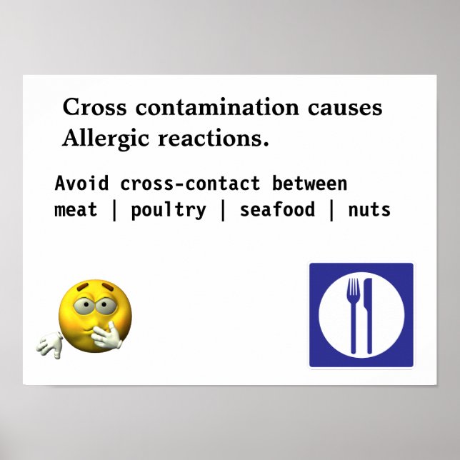 Cross contamination causes Allergic reactions. Poster (Front)