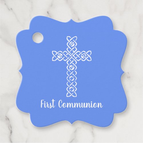 Cross  Cornflower Blue Communion Baptism Christen Favor Tags