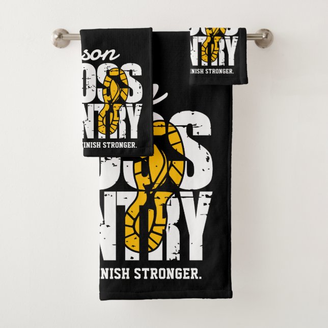 Cross Country ADD TEXT Runner Running Team Player Bath Towel Set (Insitu)