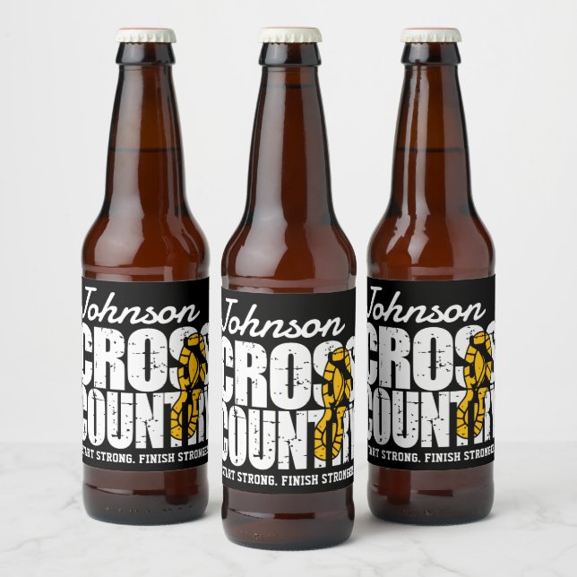 Cross Country ADD TEXT Runner Running Team Player Beer Bottle Label (Bottles)
