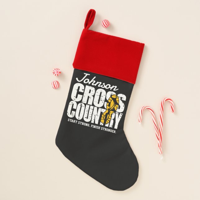Cross Country ADD TEXT Runner Running Team Player Christmas Stocking (Front)