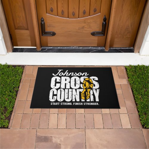 Cross Country ADD TEXT Runner Running Team Player Doormat