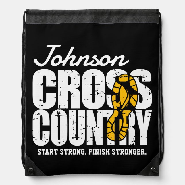 Cross Country ADD TEXT Runner Running Team Player Drawstring Bag (Front)