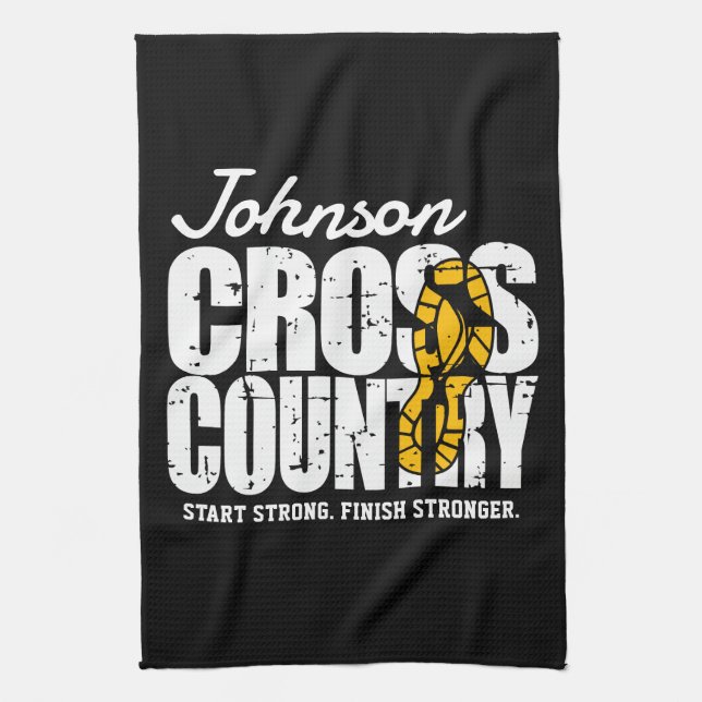 Cross Country ADD TEXT Runner Running Team Player Kitchen Towel (Vertical)