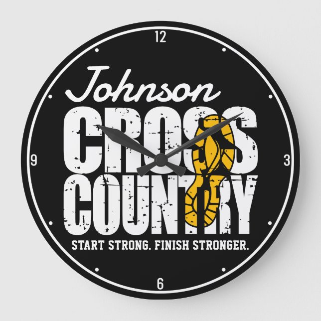 Cross Country ADD TEXT Runner Running Team Player Large Clock (Front)