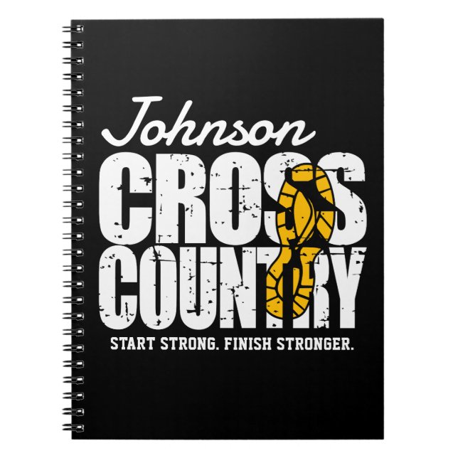 Cross Country ADD TEXT Runner Running Team Player Notebook (Front)