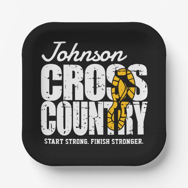 Cross Country ADD TEXT Runner Running Team Player Paper Plates (Front)