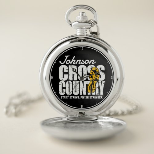 Cross Country ADD TEXT Runner Running Team Player Pocket Watch
