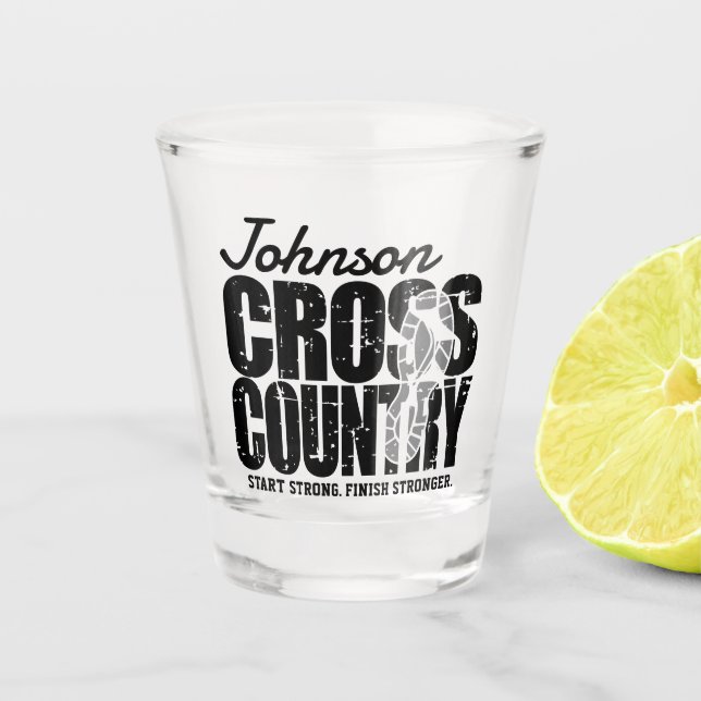 Cross Country ADD TEXT Runner Running Team Player Shot Glass (Front)