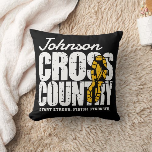 Cross Country ADD TEXT Runner Running Team Player Throw Pillow