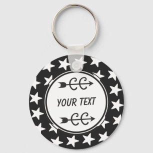 Cross Country Black White Personalized Keychain