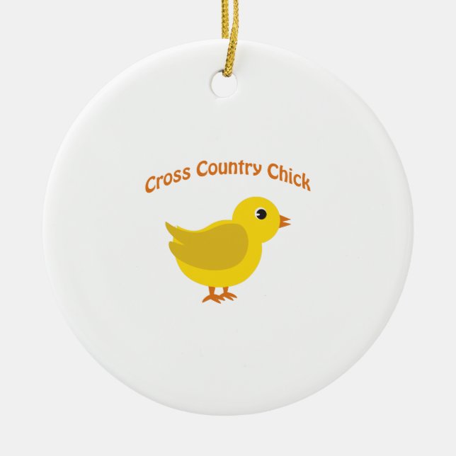 Cross country Chick Ceramic Ornament (Front)